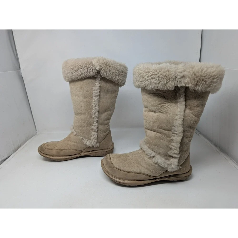 BORN Sheepskin Shearling Boots Women's Size 7 Suede Shilo W01295 Sheepskin VTG‎
